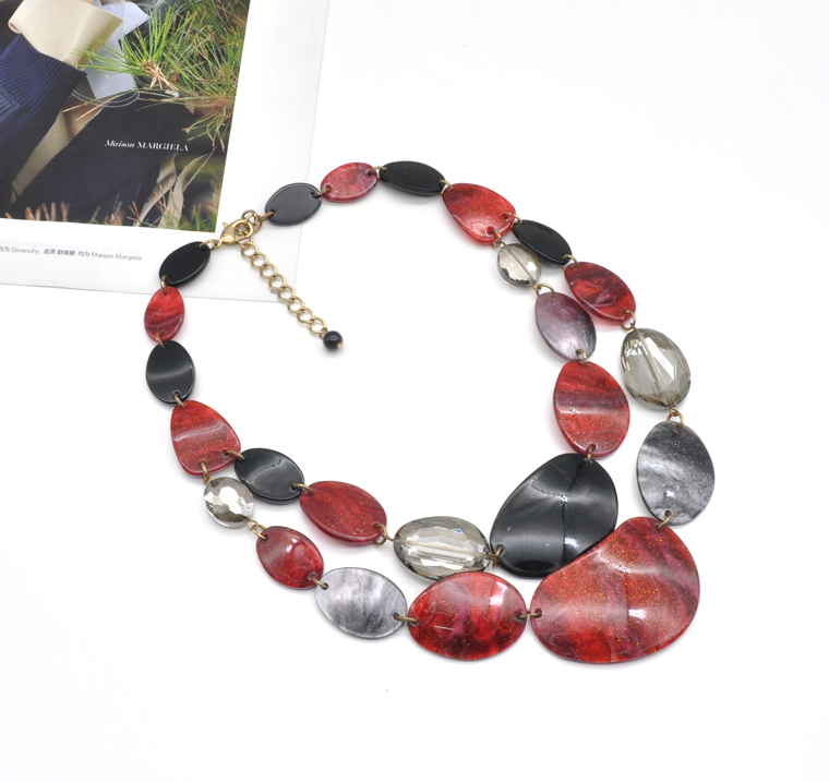 2021 stylish winter autumn collection colorful acrylic and stainless chain necklace