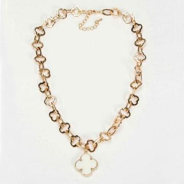 Luxury gold flower circles connected chain necklace