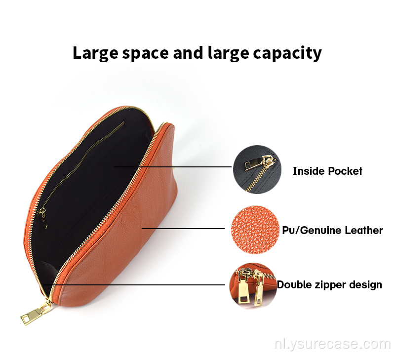 Aangepaste Multifunctionele Pebble Leather Cosmetische Tas Tas Tas