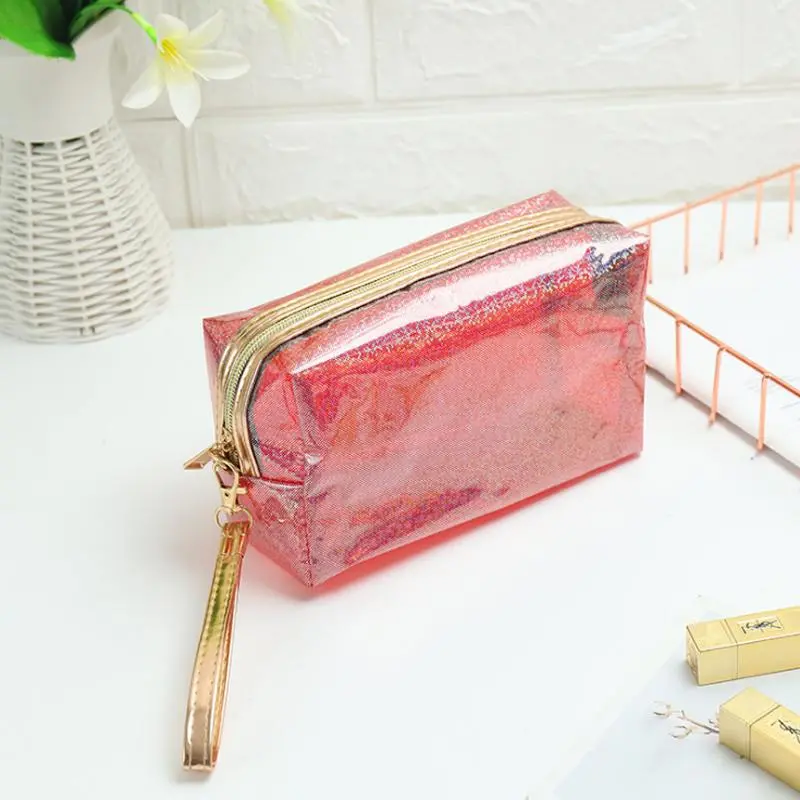 Women PVC Clear Custom Cosmetic Bag Plastic Transparent Travel Glitter Makeup Bag