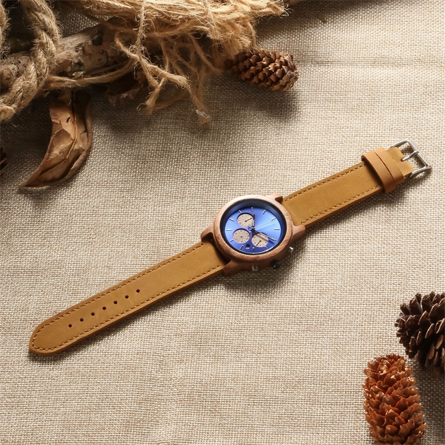 Trendy low moq private label watches minimalist chrono wood watches