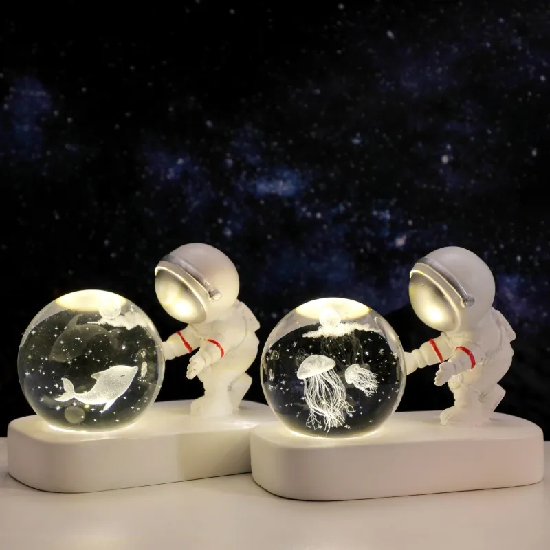 Astronaut, Starry Night Light, Crystal Ball, Luminous Base
