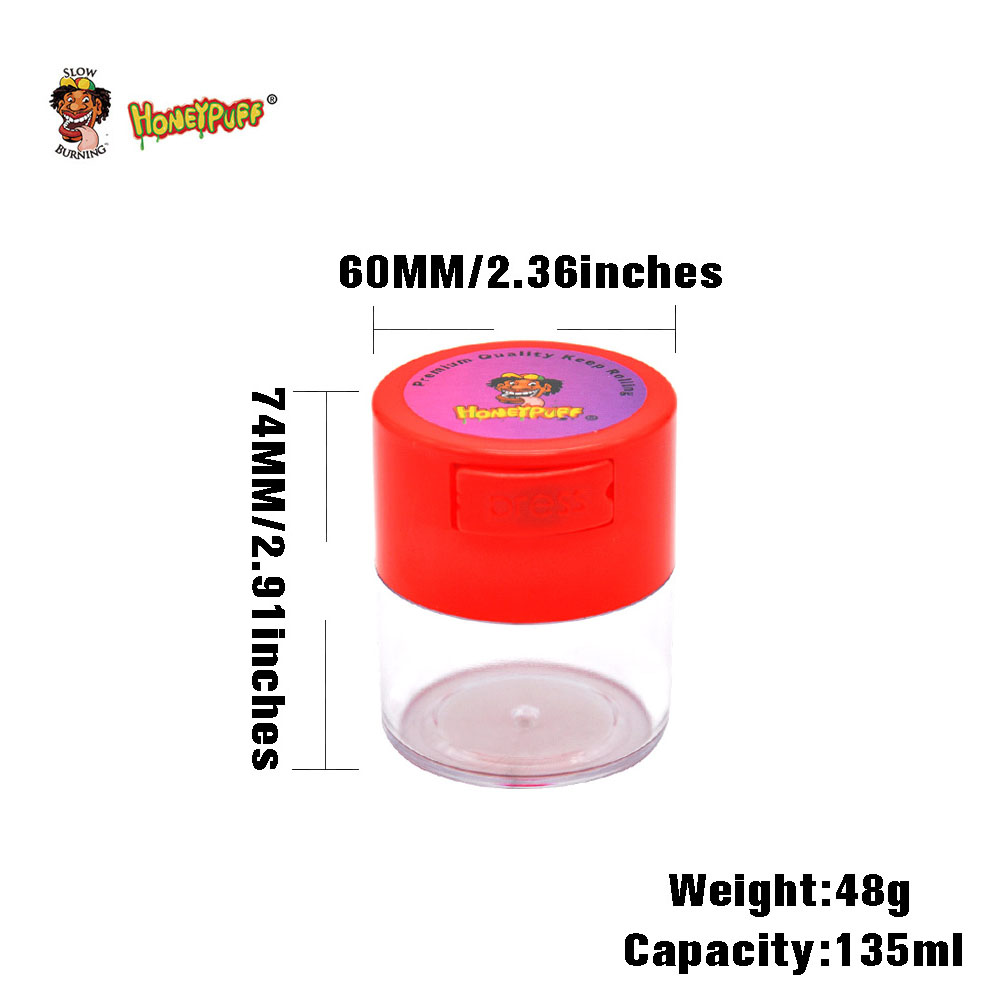 Airtight Water Proof Vaccum Design Tobacco Storage Box Herb Container with Paper Stickers Customization acrylic plastic