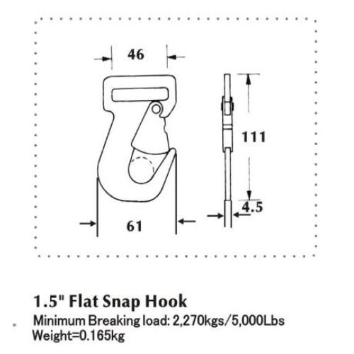 38mm bredd platt snäpp krok brytkraft 2270kg