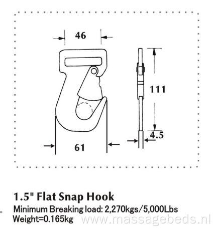 38mm Width Flat Snap Hook Breaking Force 2270KG