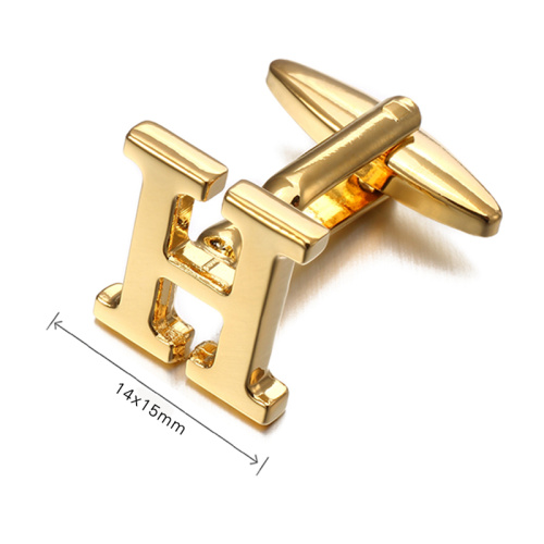 Letter H High Quality Gold Color Men Cufflink