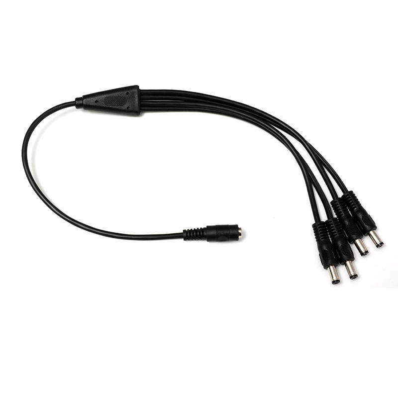 1 Splitter CCTV de Potência DC feminino para 4 masculino com cabo de áudio (SP1-4H)