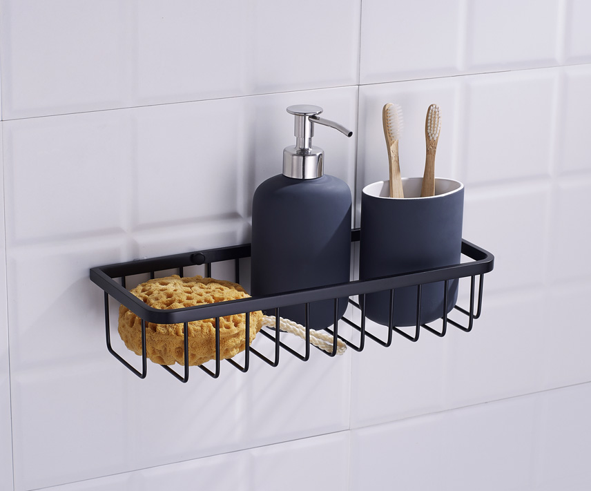 Matte Black Wall Mounted Shower Organizer