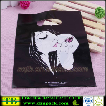 Cloth Carrying Die Cut HDPE Plastic Advertisement Bags Cloth Bag
