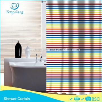 Polyester Hookless Bath Curtain Rainbow Design