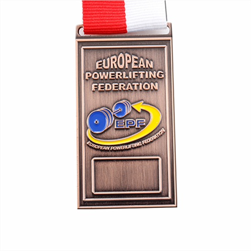 Medalha da Federação Européia de Powerlifting da forma quadrada