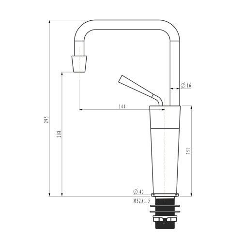 Grifo monomando para lavabo de latón