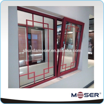 Wood clading construction windows with grill design