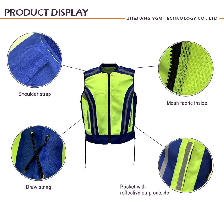 High visibility polyester and mesh fabric security reflective safety vest