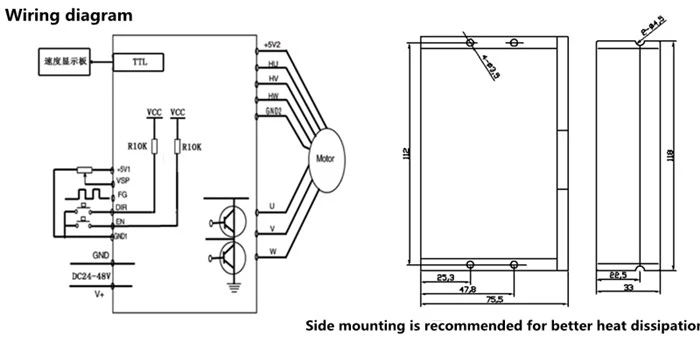 DC24V-48V Electric Brushless DC Motor Controller for Cutting Machine