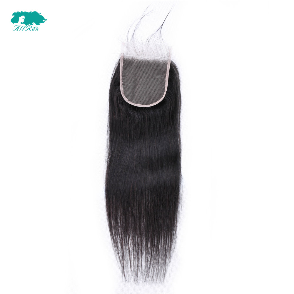 All run 4*4 lace closure Hair Human Black Natural Color Brazilian Human Hair