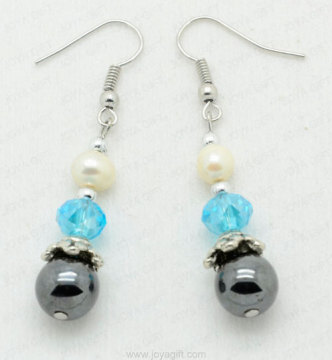 crystal hematite earring