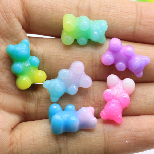 Hot Sell Gummy Bear Resin Cabochon Gradient Ramp Color Flatback Animal Charms for Key Chain Drop Earring Making