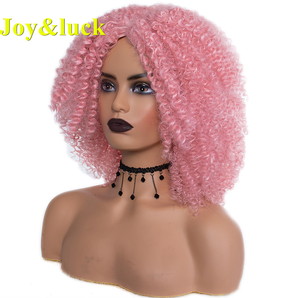 Ladies Hair For Women Wholesale Wig With Bangs Free Part Adjustable Band Black Color Afro Kinky Curly Short Synthetic Hair Wig