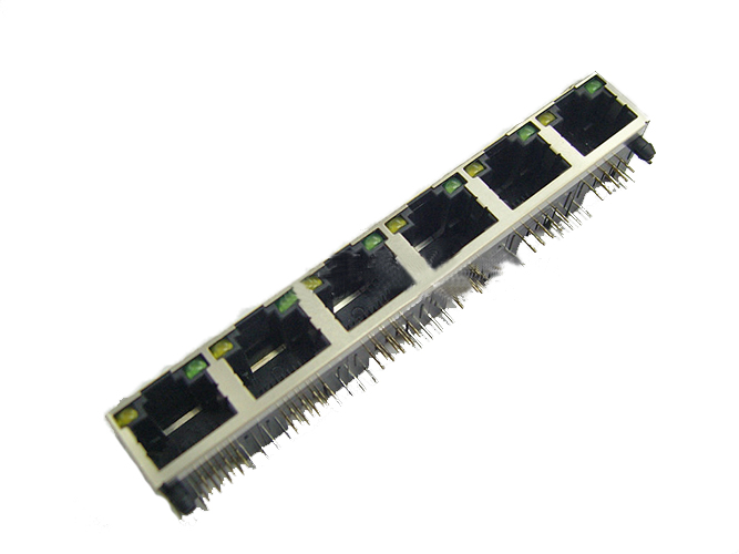 RJ45 잭 전체 차폐 LED 1X6P