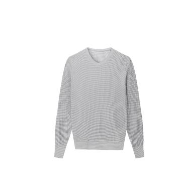 Pull homme tricoté coupe slim rayé à col en V