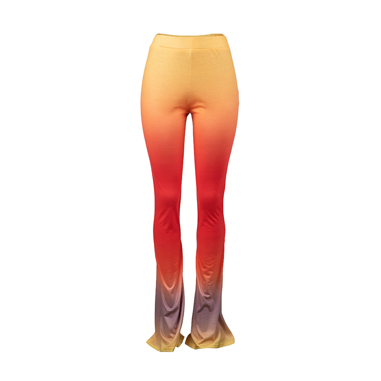 C6227 Long flare pants women colorful tie dye flare pants gradient mopping trousers