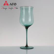 ATO long stem green glass wine glass goblet