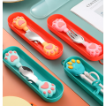 Silicone Baby Fork κουτάλι σε θήκη μεταφοράς