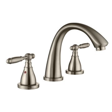 SHAMANDA Brush Nickle Three Holes Widespread Bathroom Faucet