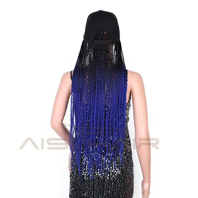 Aisi Hair Heat Resistant Synthetic Baseball Hat With Crochet Twist Braiding Hair Extension For Black Women Synthetic Hair Wigs