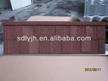 Shingle stone covered metal tile