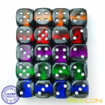 Bescon Mineral Rocks GEM VINES 6 Sides 16MM Dice Set 20 Pack, 5/8" D6 Mineral Rock Dice Set in Assorted Colors