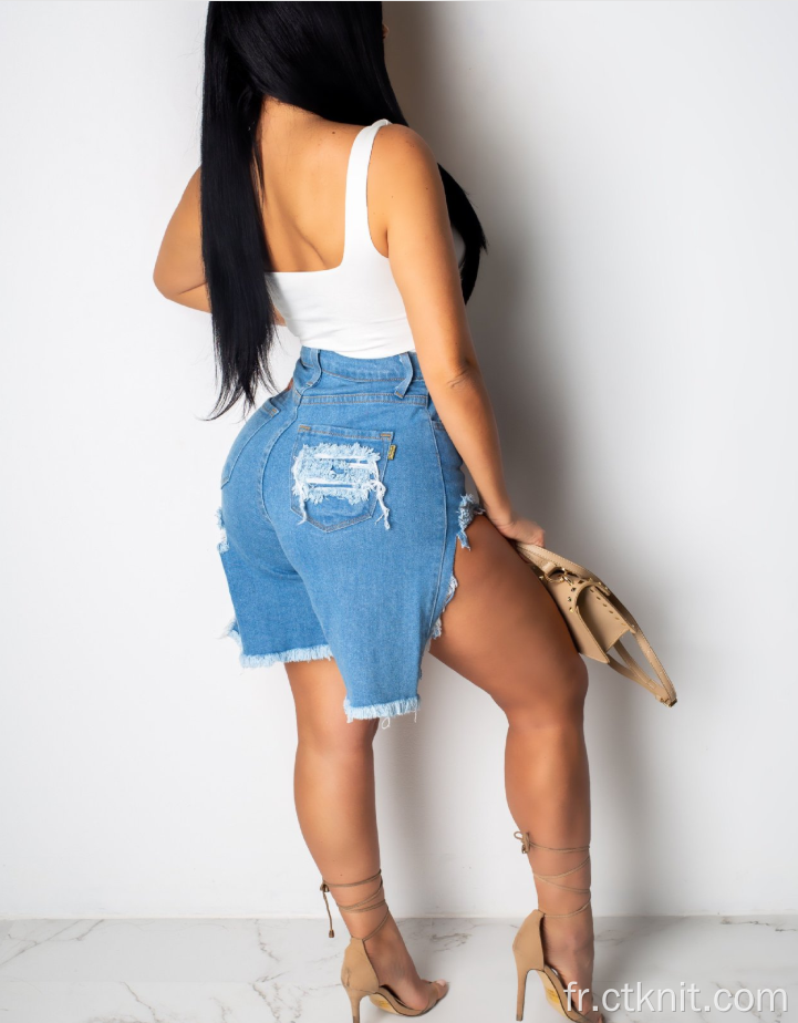 short en jean taille haute