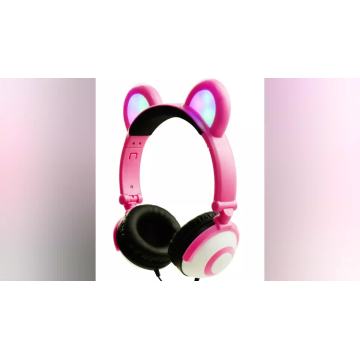 Auriculares con luz LED divertidos promocionales con oreja de oso