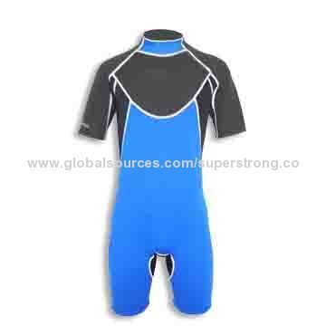 Adult Shorty Wetsuit with Mesh Skin on Chest and Back, Available in Blue