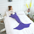 Cobertor tricotado à mão com escama de peixe e sereia