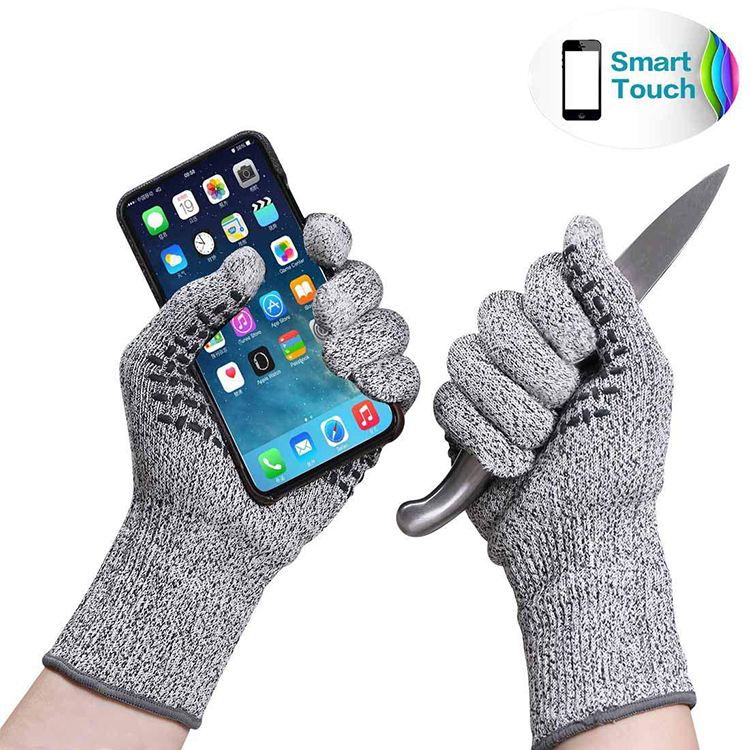 Grade 5 Touch Screen Cut Resistant Gloves Anti-Cut Safety HPPE level 5 Hand Gloves for Kitchen