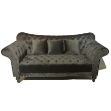 Classic Black Velvet Curved Chesterfield Button Tufted Sofa Design