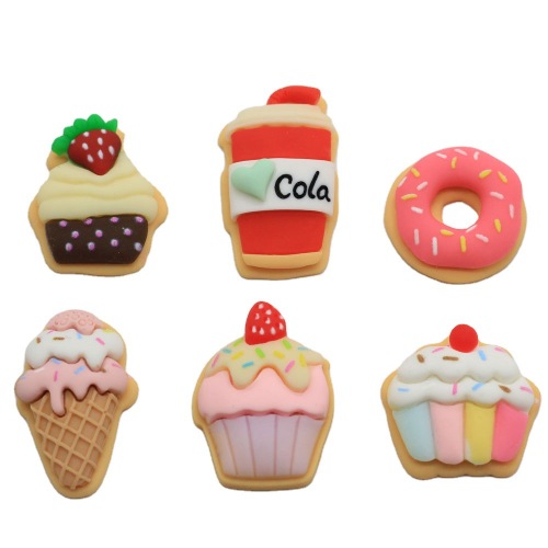 Lindo helado Donut Cup Cake Chocolate Resina Beads Flatback Cabochon Charms Material Niños Joyería para el cabello