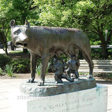 Metal Craft Bronze Capitoline Wolf Romulus and Remus Sculpture