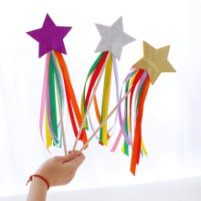 Glitter Star Wands - Wooden Princess Toy for Toddler Girls' Birthday and Fairy Parties