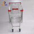 Chariot d&#39;achat en métal gris Pu Wheeled Trolley