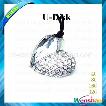 Free sample Diamond USB Flash Disk,Heart shape usb flash drive