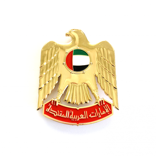 Logotipo de los Emiratos Árabes Unidos Bandera Color Falcon Emblema de metal