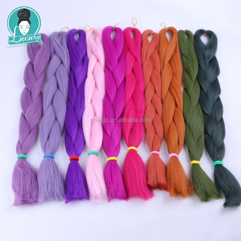 24" 60cm Folded 80grams  Rainbow color(1001-T2356) Bubblegum Pink Blue jumbo braid 100 synthetic braiding hair