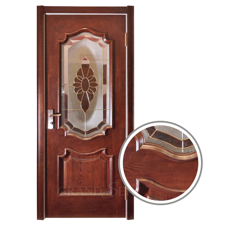 Interior bedroom craving solid wood door with glass insert design