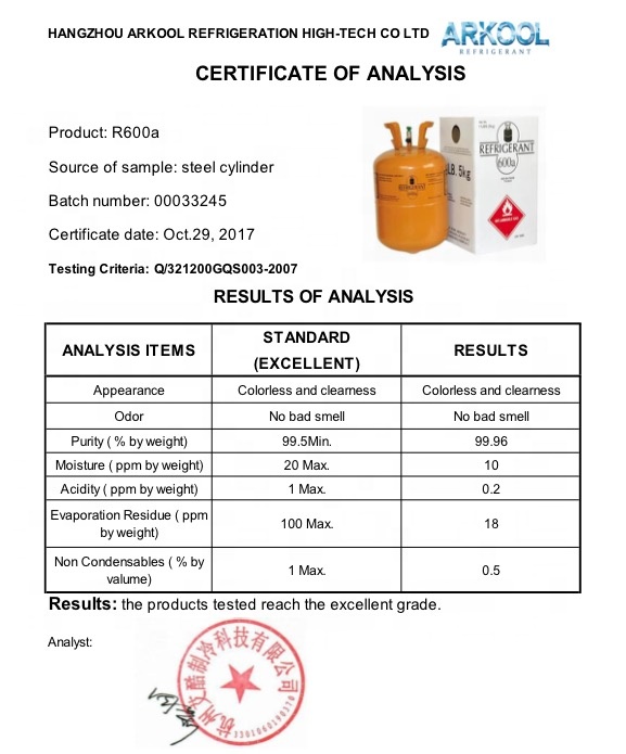 n-butane refrigerant gas r600a r600 600a 99.9% purity GWP LOW refillable CE