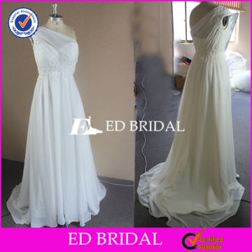 NS573 Grecian Style One Shoulder Chiffon Fabric Suzhou Wedding Dress Real Sample