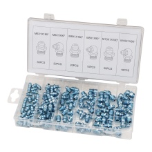 SYD-1009: Comprehensive 110PCS Metric Grease Fitting Assortment - Standard Grease Gun Zerk Fittings for Replacement