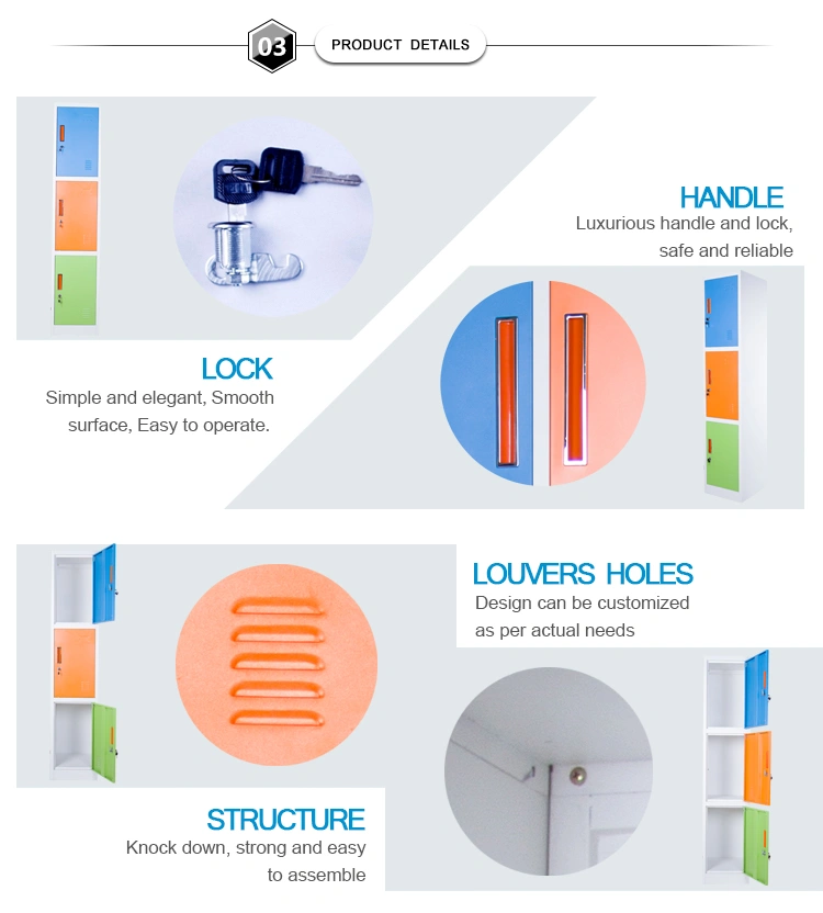 China Mingxiu Steel Office Furniture 3 Compartment Locker